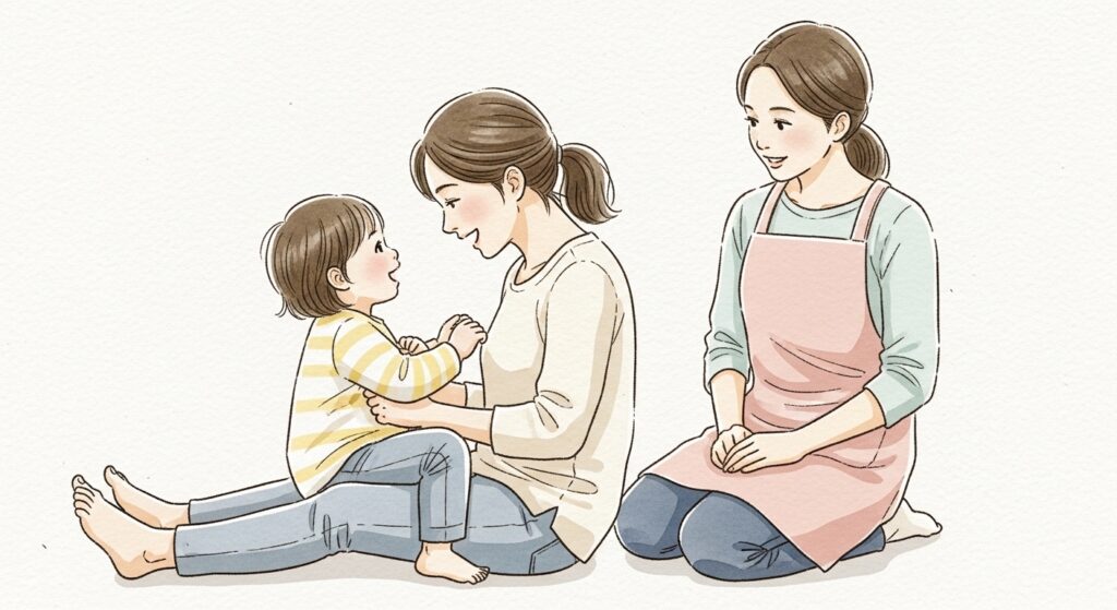 母と子供が親子遊びをしている