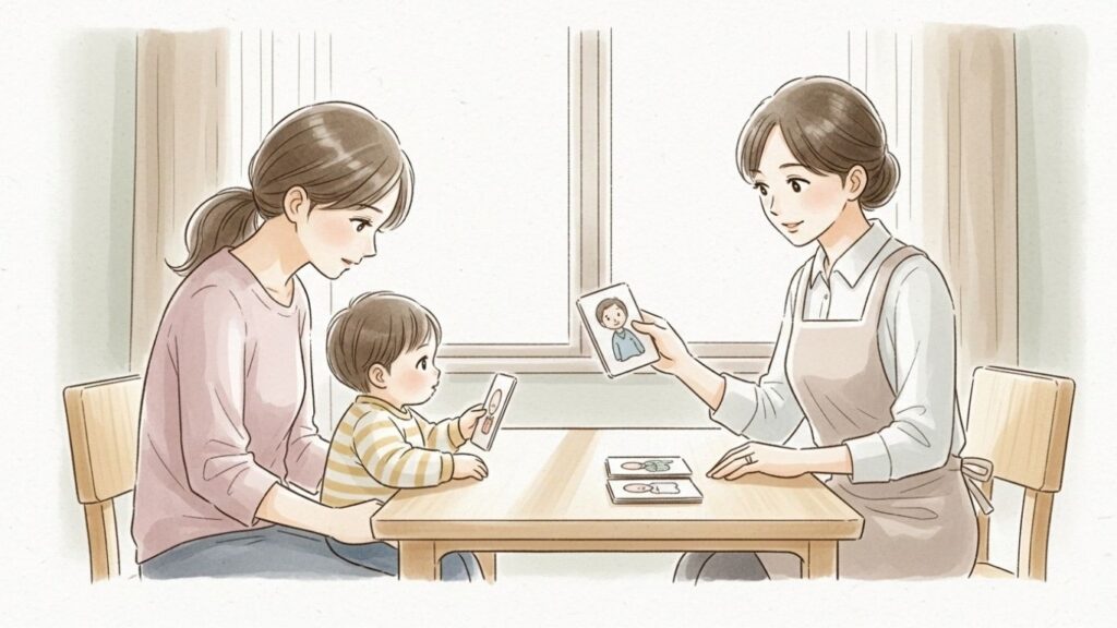 言語訓練をしている子供